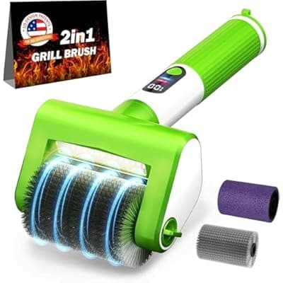 [VYtoov] VYTOOV Electric Grill Brush, 2-Speed BBQ Grill Brush with LED Light/Screen Powerful Cleaning 800RPM/4000mAh/2 Brush Heads No Bristle Shedding Rechargeable Lightweight Grill Cleaner for Outdoor/Camping