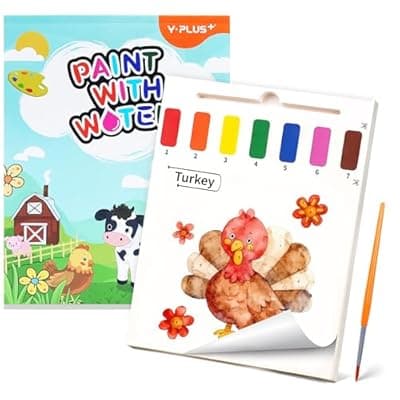 [YPLUS] YPLUS Paint with Water Books for Toddlers, Art Craft Toys Watercolor Painting Paper, Gift for Kids Ages 1-3, 2-4, 4-6, Drawing with Brush - Farm