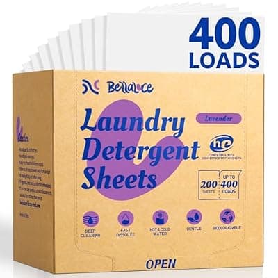 [Bellaluce] BellaLuce Laundry Detergent Sheets - Laundry Sheets, 400 Loads, Eco-Friendly, Plastic-Free, Lavender Scent, Space Saving, Fast Dissolve & Hypoallergenic
