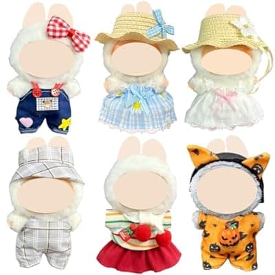 [Ezcora] Ezcora 6 Sets Doll Clothes for 17cm Dolls, Fashion Outfit Collection with Hats & Accessories for 6.7 Inch Mini Doll, (No Dolls) (Casual Pastoral Style)