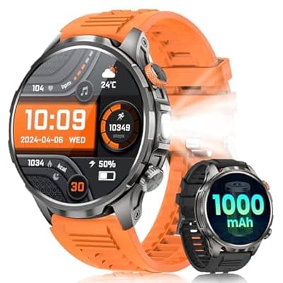 [NAIXUES] Military Smart Watches for Men, 1.91" Men's Smart Watch with 1000mAh/5 ATM Waterproof/LED Flashlight/110+ Sport Modes/Heart Rate/SpO2/Sleep Monitor, Fitness Tracker Watch for Android & iPhone (Black)