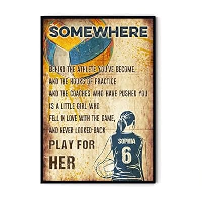 [Tiche] Personalized Volleyball Somewhere Behind The Athlete Poster Unframe Or Wrapped Canvas Ready To Hang Motivational Quotes Volleyball Prints Artwork Wall Art For Girls Room Decor
