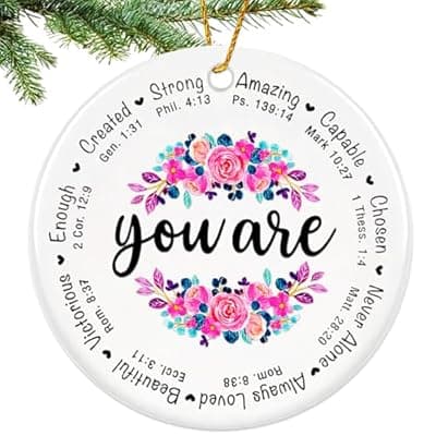 [BAOXUE] Christian Christmas Ornaments 2025,Religious Ornament for Christmas Tree, Ceramic Ornaments with Bible Verse - Christian for Women Faith