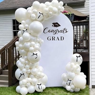 2026 Graduation Decorations - 6.6Ft DIY Balloon Arch with Bows Backdrop Kit - Class of 2026 Grad Photo Party Decor Supplies for College High School