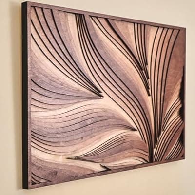 [NEODECO] NEODECO Parametric Wood Wall Art, 3D Acoustic Wall Panel of Parametric Cut & Stained Birch Plywood Layers, Geometric Wall Hanging, Abstract Wood Wall Decor (Large)