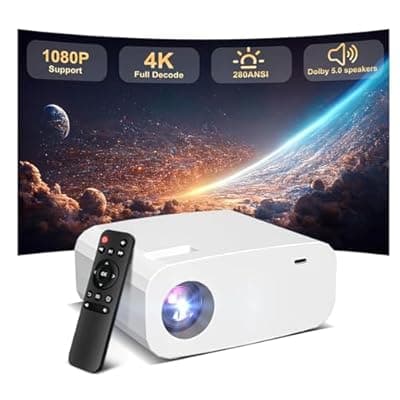 [XENPONAD] XENPONAD Mini Projector, Portable Smart Projector with Android 13 WiFi Bluetooth 5.2, 1080P 4K Decode Outdoor Movie Projector Auto Keystone Dolby Audio, 150" Home Cinema for Bedroom Camping TV Stick