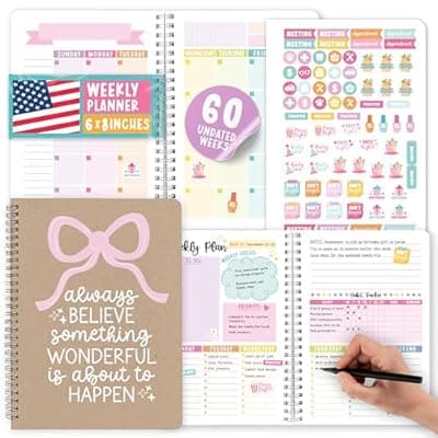 [Hadley Designs] Undated Planner Weekly and Monthly - Spiral Undated Weekly Planner for Kids & Adults, Week Planners Habit Tracker, Goal Planners Notebook for Work, Agenda Planning Notebook