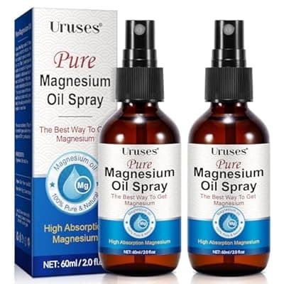 [Uruses] Pure Magnesium Oil Spray, Magnesium Oil for Feet, Topical Magnesium Spray for Feet,Magnesium Body Oil, Glass Bottle, Easy to Absorb & Use -2.0 oz (Pack of 2)