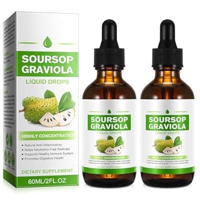 [QJCWXIAOX] QJCWXIAOX (2 Pack) Soursop Graviola Liquid Drop, Nature Soursop Extract Liquid for Cell Support & Regeneration, Immunity, Liver & Antioxidant, Easy to Absorption
