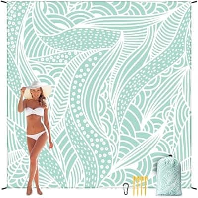 [HIHOHO] HIHOHO Beach Blanket, Sandproof Beach Mat, Waterproof Quick Drying Lightweight Outdoor Aztec Picnic Mat 79" X 83"/120"x108" for 2-8 Adults for Travel, Camping, Hiking
