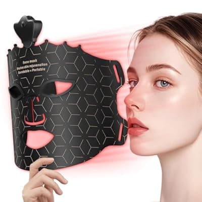[DPFACE] Cordless Red Light Mask for Women 25+ Anti-Aging, At-Home & Travel Red Light Facial Mask Skincare Tool with 7 Color Modes, Soft Flexible, Lightweight, Portable & Rechargeable for Daily Facial Care