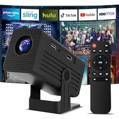 [Polaring] Mini Projector, Portable Projector 4K Support, Full HD 1080P Outdoor Movie Projector with WiFi6 and Bluetooth,Auto Focus with Built-in Apps Proyector,Compatible with HDMI/USB/iOS/Android