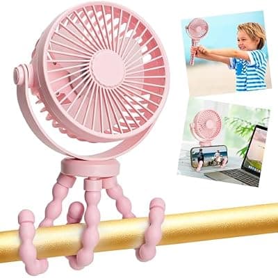 [snawowo] snawowo Mini Portable Stroller Fan, 3000mAh Battery Operated Personal Small Handheld Fan with Flexible Tripod, 360° Rotate 3 Speed Rechargeable Clip On for Car Seat Crib Treadmill Travel Camping