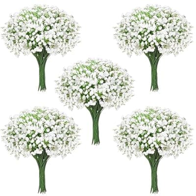 [Karlstruyn] Karlstruyn 100Pcs Baby's Breath Artificial Flowers, White Real Touch Gypsophila Fake Flowers Bulk for Wedding Bouquet, Home Table Centerpieces, Bridal Shower, Party Garden Decor