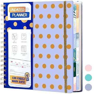 [FLYING EAGLE] FLYING EAGLE Undated Work Planner - Aesthetic Meeting Notebook with 12 Dividers, Spiral Bound Journal for Goal Planning, Professional 8.3" x 9.3" Desk Organizer, Violet