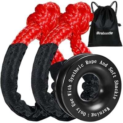 [Brobantle] Synthetic Soft Shackle & Recovery Ring Kit, 2PCS 1/2" x 22" Soft Shackles(56,000Lbs Breaking Strength) with Snatch Ring for Synthetic Winch Rope for Off-Road Jeeps ATV UTV SUV Vehicle Recovery