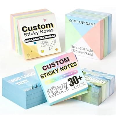 [YOUYINYOU] Personalized Sticky Notes Bulk 3-1000 Pack - 3"x3" Custom Your Logo Text 50 Sheets/Pad for Office, School Business Marketing Office Supplies Students (20)