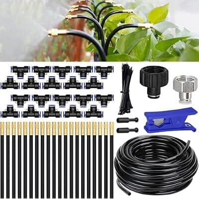 [Nowaca] 65.6FT/20M Drip Irrigation System, 360° Bendable Irrigation System for Garden, Garden Watering System with Quick Connector and Adjustable Nozzles, Drip Irrigation Kit for Greenhouse, Yard, Plants