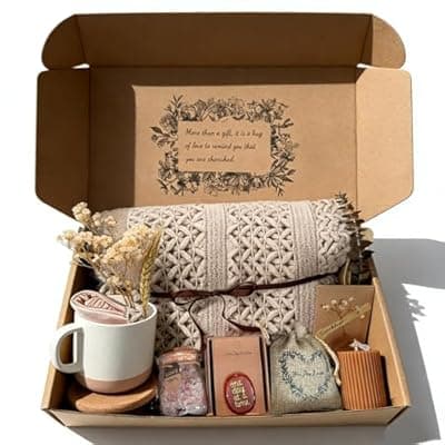 [Vonlynfay] Get Well Soon Gift Baskets for Women Men, Best Friend Birthday Gift, Thank You Gifts, Thinking of You Gift, Sympathy Gifts Set , Comfort Gifts Blanket
