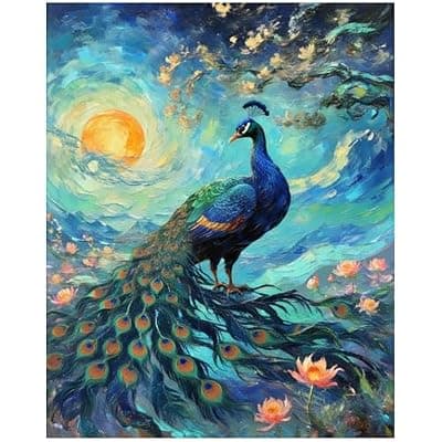 [XTCIXAL] XTCIXAL Paint by Numbers Kit for Adults Beginners, Peacock Paint by Number for Adult - 16" Wx20 L, Peacock Acrylic Canvas Painting Kits for Gifts Home Wall Decor