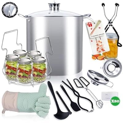 [Vigamimn] Canning Pot-Canning supplies starter kit, Stainless Steel Canning Tool Kits Set for Beginners, Water bath canner with rack for canning