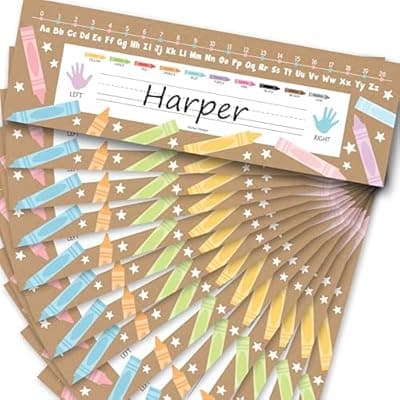 [Hadley Designs] Hadley Designs Desk Name Tags for Classroom –36 Student Name Tags for Desks, 14.5x4.5 Name Plates for Classroom Decor, Teacher Supplies Kraft Nametags, 1st-3rd Grade Kindergarten Preschool Must Haves