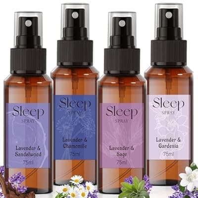 [STRN] STRN Sleep Spray, Relaxing Lavender Essential Oil Mist, Pillow Spray for Deep Sleep, 4 Lavender Scented - Gardenia, Chamomile, Sandalwood, Sage, Sweet Dream Fragrance, 75 ML x 4