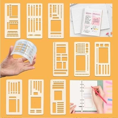 [COVITKAN] 9 Pack Handmade Flexible Record Template, Reusable Planner Stencils Templates Set for Journal Calendar Checklists Scrapbooking & DIY Craft Supplies Compatible with Coils Discs (Transparent)
