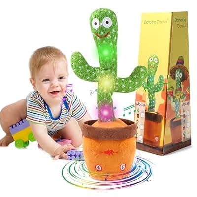 [MIAODAM] MIAODAM Dancing Talking Cactus Toy for Boys & Girls, Interactive Plush Toy that Sings, Repeats Voice, with 10 Songs, LED Lights, Volume Adjustable, Ideal Gift, Home Use & Travel for Toddler