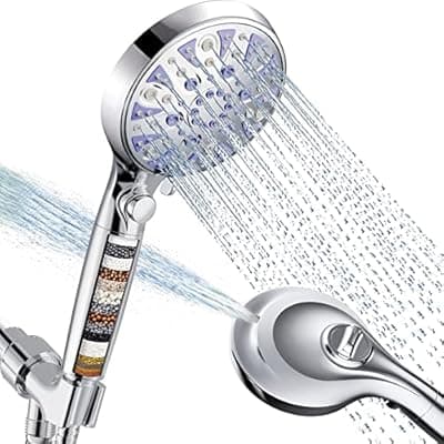 [RexSoul] High Pressure 10-mode Detachable Shower Head with Handheld, Showerhead with ON/OFF Pause Switch, 15 Stage Water Softener Filters for Hard Water Remove Chlorine, Meet cUPC and CEC Certification