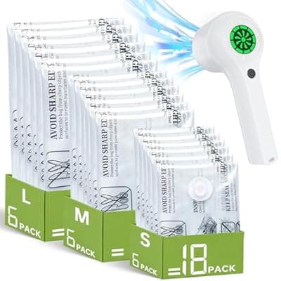 [PUFTEM] Vacuum Storage Bag with Rechargeable Cordless Pump, 18 Pack Vacuum Seal Space Saver Bags for Clothing Clothes Travel Home