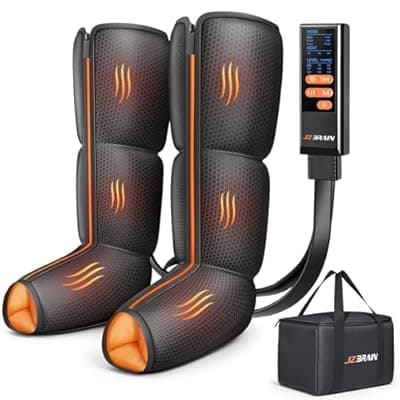 [JZBRAIN] JZBRAIN Leg Massager with Heat and Compression : Foot and Calf Massager for Circulation and Pain Relief, Sequential Compression Boots with 6 Modes, 9 Intensity, 3 Heat