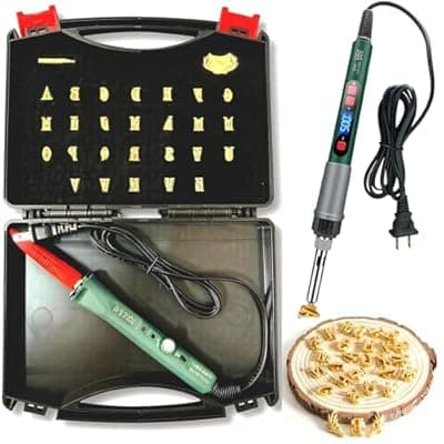 [Web Launcher String Shooters] Electric Branding Iron Kit for Food, 80W with Digital Temperature Display, 26 Brass Letter Stamps for Wood, Leather, Food, BBQ