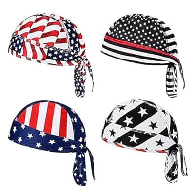 [Yafacuha] Yafacuha Do Rags Skull Caps for Men Breathable Moisture Wicking Pirate Hat Helmet Liner Running Cotton Hat for Women Multi