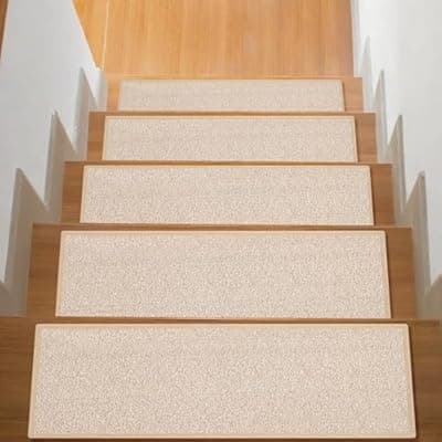 [Watshyon] Stair Treads for Wooden Steps Indoor,Carpet Stair Treads Non-Slip,Machine Washable Stair Runners for Kids Elders and Pets,Beige,8"x30",7 Pieces