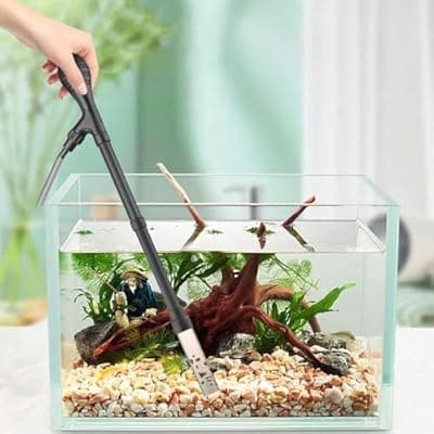 [LYCLEAN] Small Gravel Vacuum for Aquarium, Adjustable Length Manual 80GPH Aquarium Gravel Cleaners, Low Water Level Fish Tank Water Changer with Suction Ball, Use for Fish Tank Cleaning Gravel and Sand
