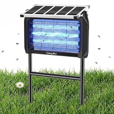 [GooQand] Solar Bug Zapper Outdoor, 4000V/15W High Powered Electric Bug Zapper, Solar & USB Powered with LED Fly Light Trap, IPX5 Waterproof for Patio, Garden, Camping
