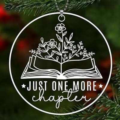 [JZILU] Book Ornaments for Christmas Tree,Book Lover Christmas Ornaments 2025,Book Lovers Gifts for Women Men Readers Librarian,Gifts for Book Lovers,Book Lover Ornament - Just One More Chapter