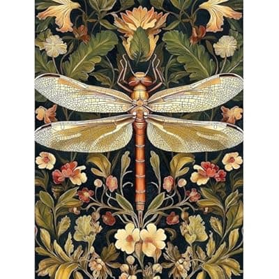 [ajepon] ajepon Dragonfly Diamond Art Kit - 5D Diamond Painting for Adults Animal, Dragonfly Adult Gem Painting Kits, Gem Art Kit for Wall Home Decor Arts Craft 12x16inch