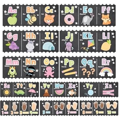 [Hadley Designs] Hadley Designs Alphabet for Classroom Wall Decor - ABC Posters for Classroom Wall Chart Preschool & Kindergarten, ABC Letters Number Line Elementary Must Have, Chalkboard Daycare Homeschool Essentials