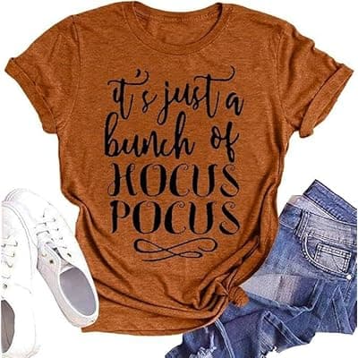 [DESFSE] DESFSE It's Just A Bunch of Hocus Pocus T-Shirts for Women Sanderson Sisters Shirt Halloween Movie Graphic Fall Tee Tops