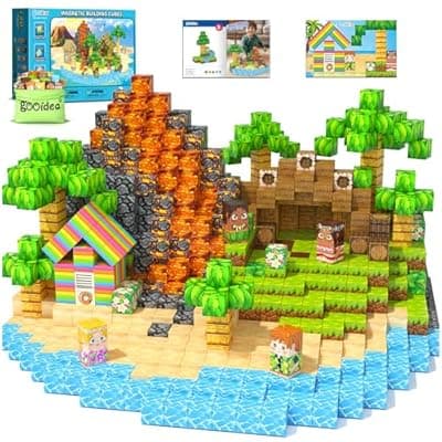 [Gooidea] Large Magnetic Blocks - 120PCS 1“ Magnetic Cubes Building Toys for Kids Age 3-5 4-8 5-7 8-12, Hawaii Mine Magnet World Building Craft, Educational Toys Christmas Birthday Game Gifts for Boys Girls