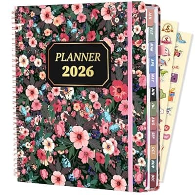 [Whalegend] 2026 Planner Weekly and Monthly Daily Hard Cover Calendar Planners 8.5 x 11 Jan 2026-Dec 2026 for Women with Stickers & Tabs Large Yearly Agenda for Mom Work Home- Floral