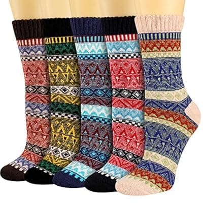Heatuff Women's Winter Wool Socks Warm Soft Full Cushion Crew Socks (5 Pairs)