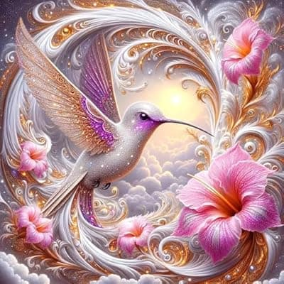[igoodom] igoodom Hummingbird Diamond Art Kits for Adults, Birds Diamond Painting Kit, Full Drill Round Diamond Art Kits, DIY Gem Art and Crafts for Home Wall Decor Gift 14x14inch
