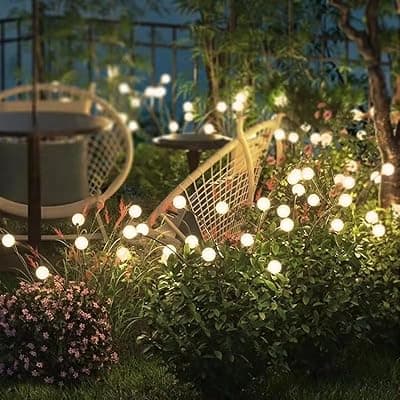 [XBllcyiv] XBllcyiv Solar Swaying Light, Outdoor Yard Patio Pathway Decoration, High Flexibility Iron Wire & Heavy Bulb Base, 2 Pack 16 LED (Warm-White)