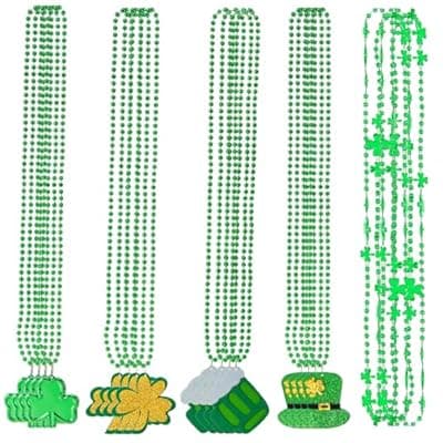 [Labrostar] Labrostar 20Pcs St Patricks Day Accessories St Patricks Day Decorations Shamrock Green Day Beaded Necklace for Irish Party Decor Supplies