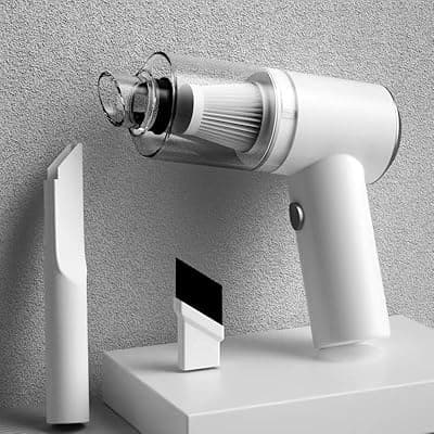 XBllcyiv Mini Vacuum Cleaner for,2 in 1 Keyboard Vacuum Cleaner Wireless Handheld,Car Vacuum with Brushless Motor High Power 120W Rechargeable Easy to Clean Car Interior (White)