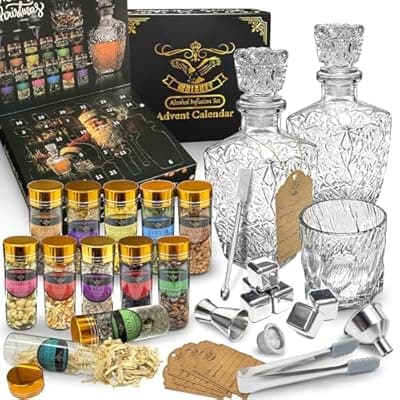 [ruibina] Advent Calendar 2025 for Men, Whiskey Infusion Kit for Infusing Vodka,Tequila 24 Days Whiskey Advent Calendar 2025 Christmas Gifts for Dad Husband Him Christmas Xmas Stocking Stuffers