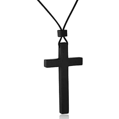 Natural Wooden Cross Pendant Necklaces for Women Men Sandalwood Handcrafted Gift Wood Hang from Car Rearview Mirror Pendant Vehicle Decoration